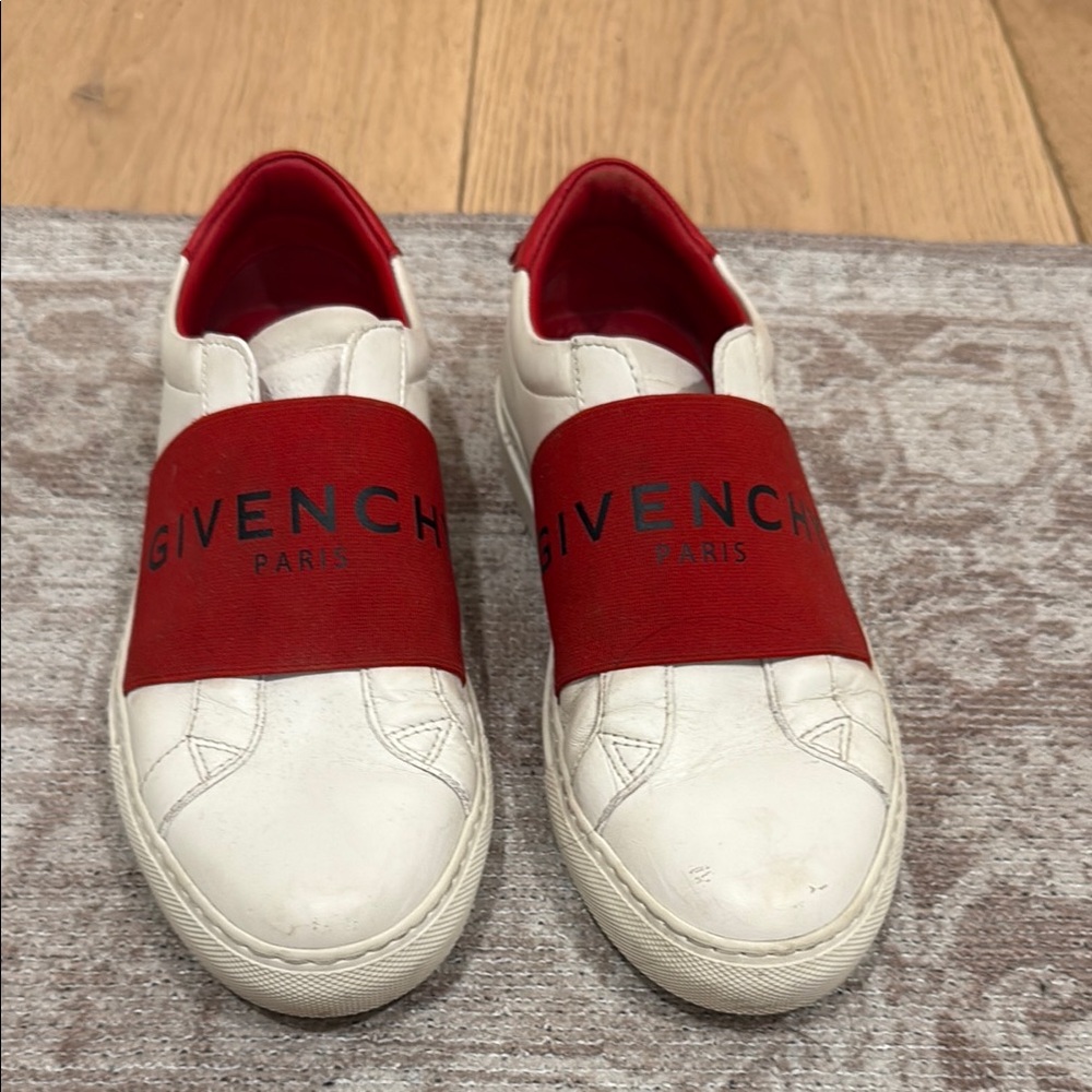 Givenchy Red and White Slip-On Sneakers